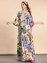 Plus Size Loose Flower Print Elegant Party Holiday Maxi Dress