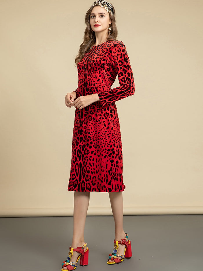 knee length dresses for ladies Leopard Midi Dress- With Sexy Cutout Back! – K Lenore Lifestyle Boutique